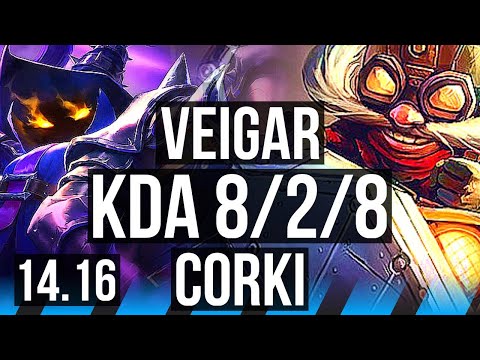 VEIGAR vs CORKI (MID) | 8/2/8 | NA Challenger | 14.16