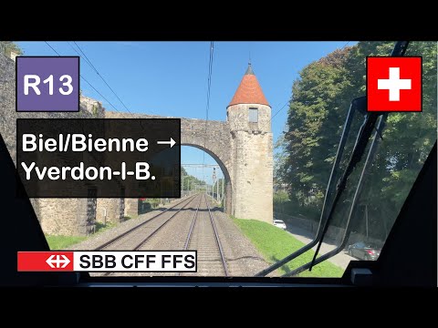 [4K] Rear Cab Ride: SBB CFF FFS | R13: Biel/Bienne → Yverdon-les-Bains | Stadler FLIRT (RABe 522.2)
