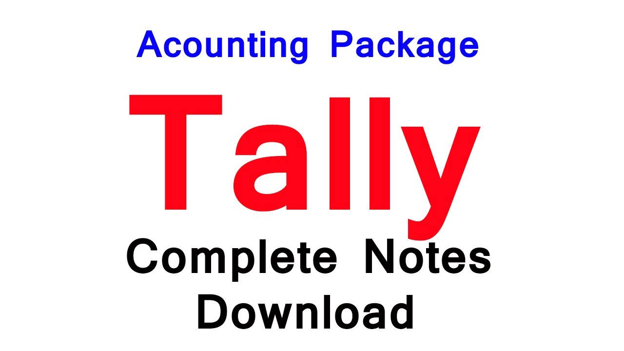 Tally Complete Notes Download (PDF) // Accounting package part time Job