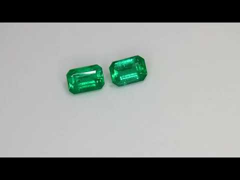 Pair of Emeralds, octagon cut, 1.91 ct Video