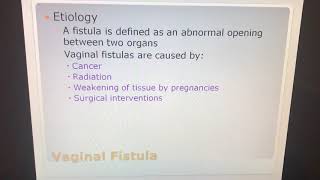 Vaginal Fistula