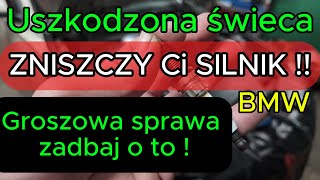 Silent symptoms of a damaged spark plug, spark plug damage to the ignition coil. No spark BMW.