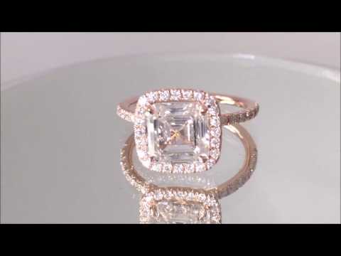 2.88 ctw Asscher Cut Diamond Engagement Ring - BigDiamondsUSA