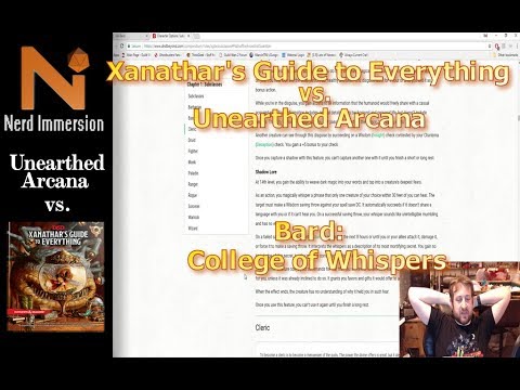 Unearthed Arcana vs Xanathar's Guide: Bard-College of Whispers! | Nerd Immersion