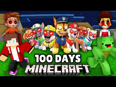 JJ and Mikey Survived 100 Days From Scary PAW PATROL.EXE in Minecraft Challenge Maizen
