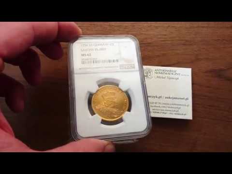 August III Sas. 10 Taler (thaler) (double August dor) 1756, Lipsk / Leipzig NGC MS62 (MAX)