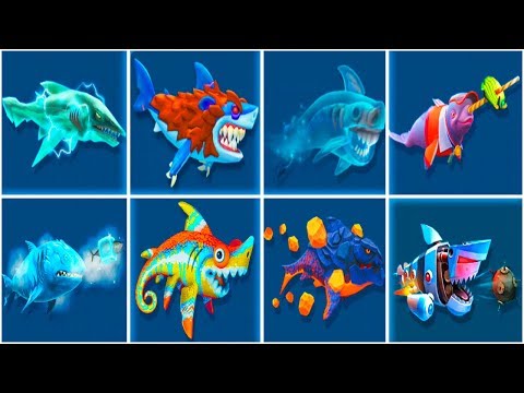 ALL SPECIAL SHARKS EVOLUTION! All 8 Skins Unlocked & Unlimited Diamonds Hack in Hungry Shark