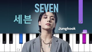 Jungkook - Seven (Piano tutorial)