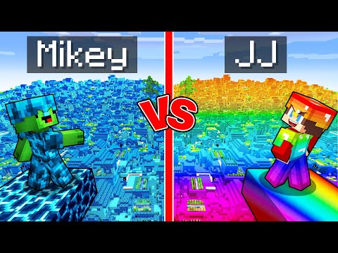 Mikey STORM vs JJ RAINBOW Village Survival Battle in Minecraft (Maizen)