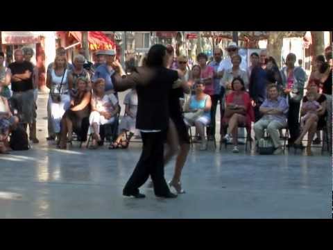  Sophie Betton  and  Hakim Akli  are  dancing  to  the  tango  "  Embrujamiento  "  by  Sexteto Milonguero  at  Festival International de Tango Argentin de Mèze  in  2012