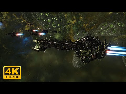 Dark Angels vs Orks - Veritatem Imperialis Mod - 4K Quality - Battlefleet Gothic Armada 2