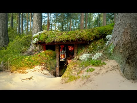 Building secret and cozy shelter in the Dunes | Cooking Seafood