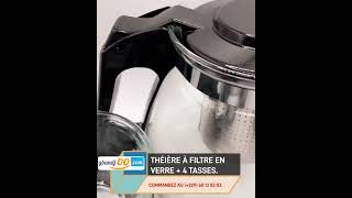 THÉIÈRE EN VERRE AVEC 4 TASSES.