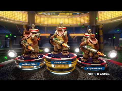 Triple Dingodile Winning Podium. (Crash Nitro Fueled)
