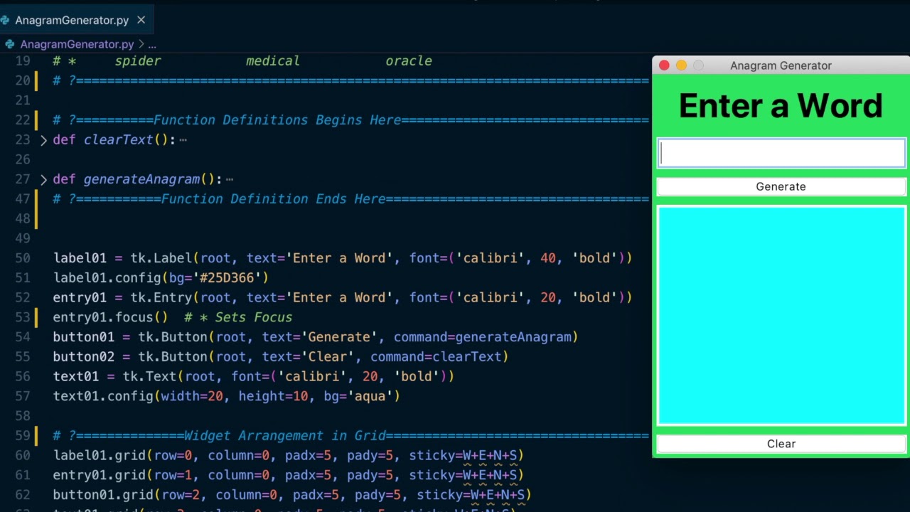 Anagram Generator Using Python Tkinter