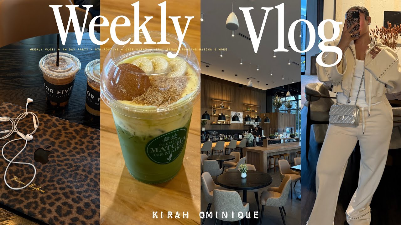 weekly vlog!: game show party + GRWM for a date + banana pudding matcha + coffee shops + gym routine