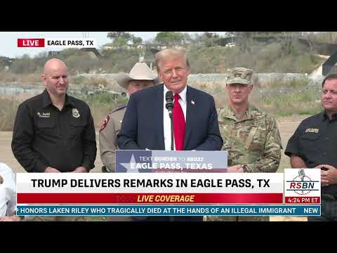 DJT visits Eagle Pass, Texas at National Guard Border War Headquarters and makes comments.