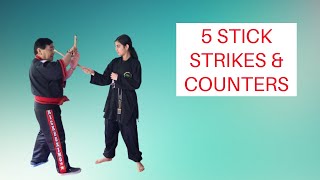 5 Stick Strikes & Counters In Martial Arts | Kali | Stick Defense| Arnis | Eskrima | PG-2-GP fitness