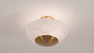 1_Watch A Video About the Possini Euro Monza Brass Faux Alabaster 2 Light Ceiling Light