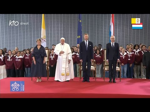Cérémonie de bienvenue du pape François à l’aéroport de Luxembourg/Findel