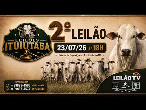 🔥 AO VIVO: LEILÕES ITUIUTABA 23/07/2026 - PARQUE DE EXPOSIÇÕES JK