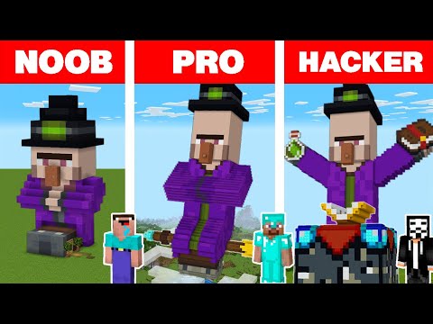 Scorpy - Minecraft NOOB vs PRO vs HACKER: WITCH STATUE HOUSE BUILD CHALLENGE / Animation