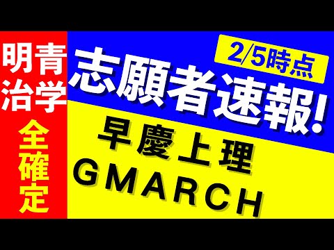 現代経済学科 【志願者速報2021】早慶上理・GMARCHの志願者数  ※2月5日時点