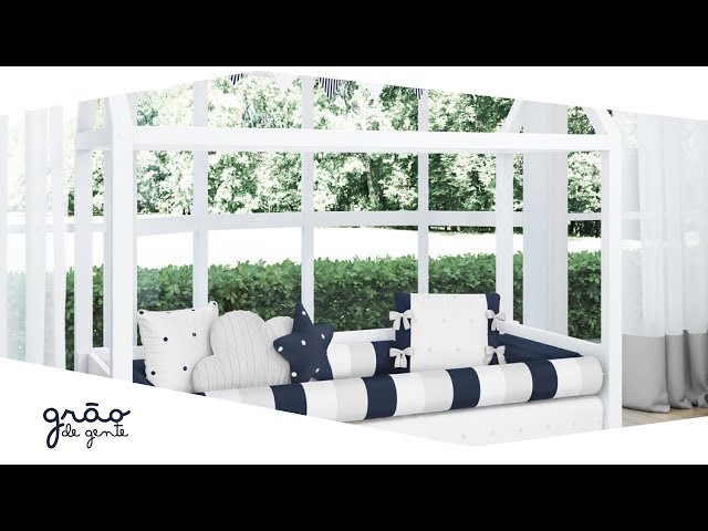 Quarto Montessoriano Tricot Poá Azul Marinho | Grão de Gente