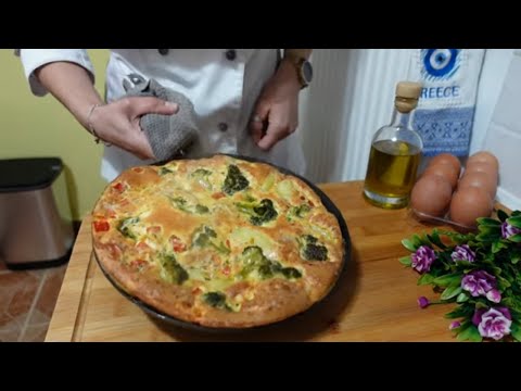 Delicious Oven-baked Omelette With Potatoes, Broccoli, And Feta Cheese
