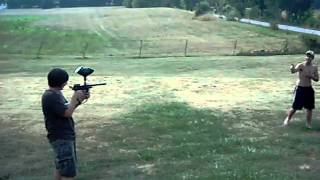 Shooting aaron with a paintball gun