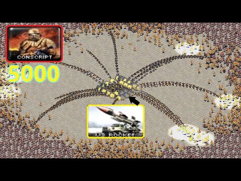 5000 Conscripts vs V3 Gattlings  - Red Alert 2