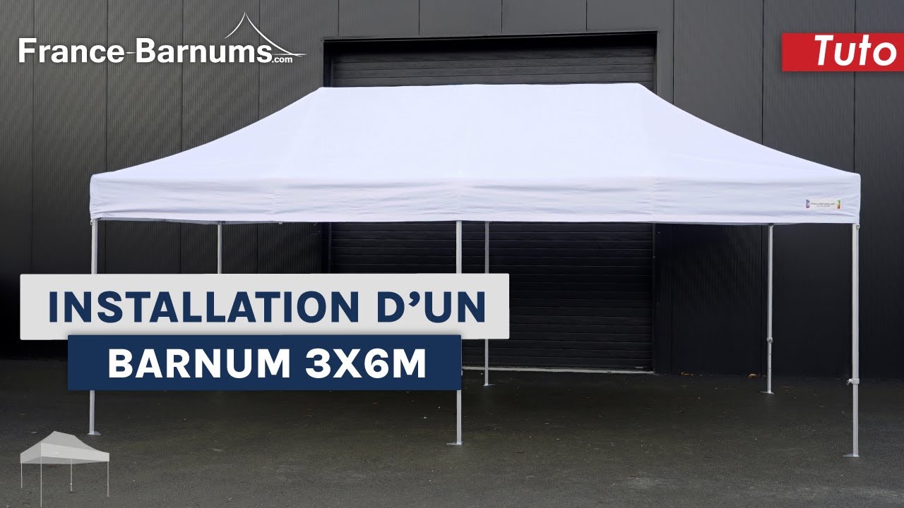 Barnum blanc pliant - Tente pliante Alu  3mx6m et lests