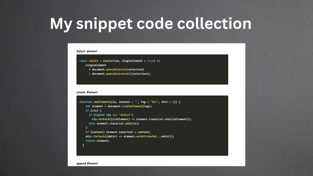 My snippet code collection | JavaScript and HTML snippet