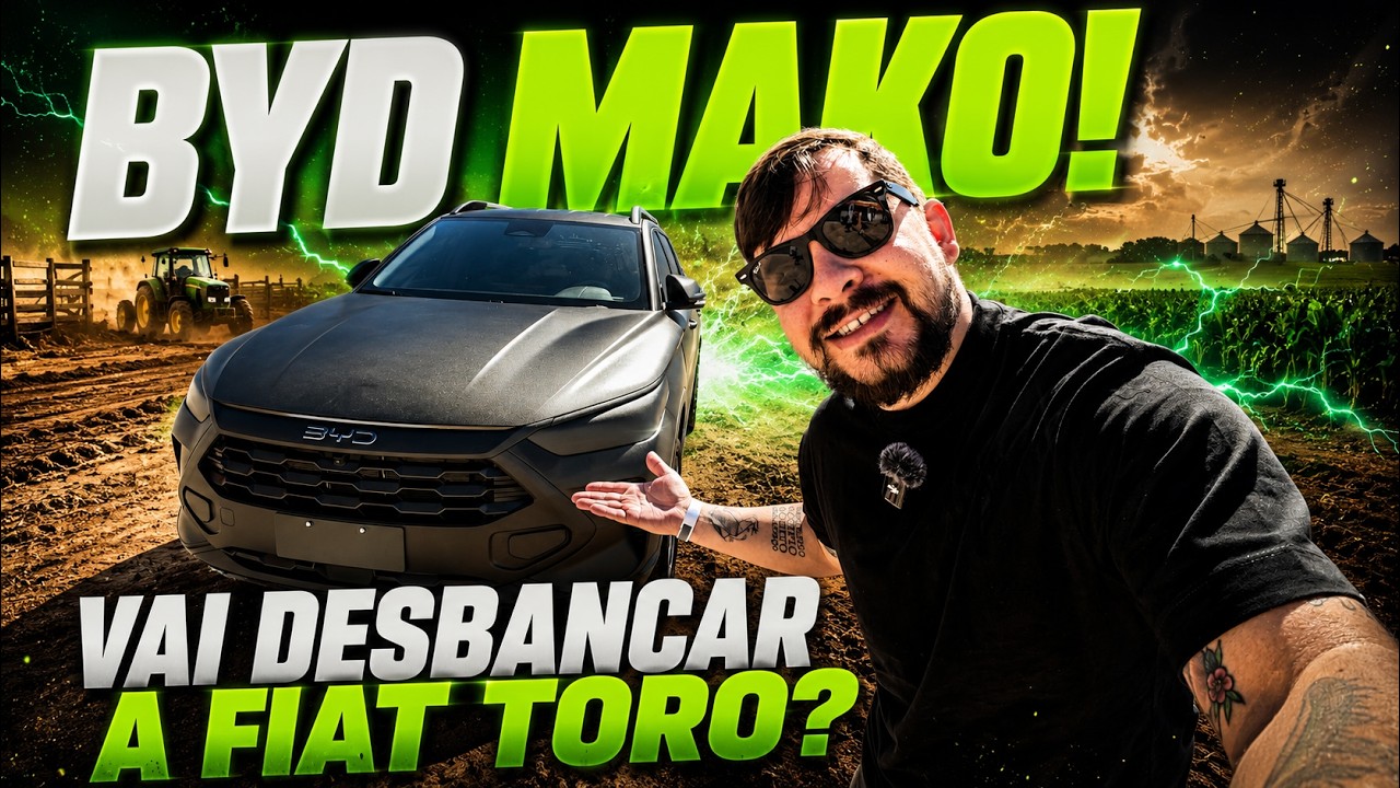 Fiat Toro 2026 a combustão vs BYD Mako híbrida flex: comparativo de preço, potência e custo por km no Brasil