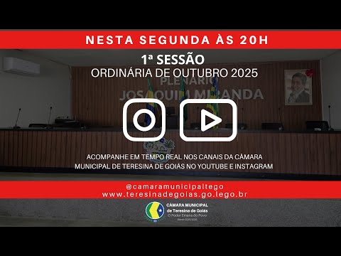 1ª SESSÃO ORDINÁRIA DO MÊS DE OUTUBRO DE 2025.
