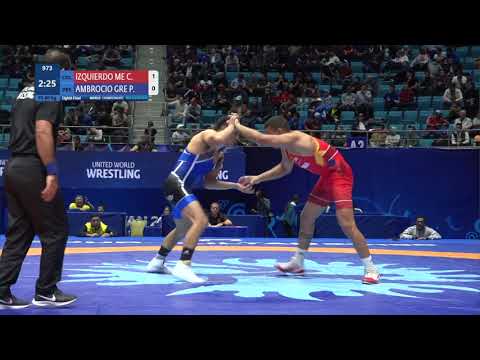 1/8 FS - 86 kg: C. IZQUIERDO ME (COL) v. P. AMBROCIO GRE (PER)