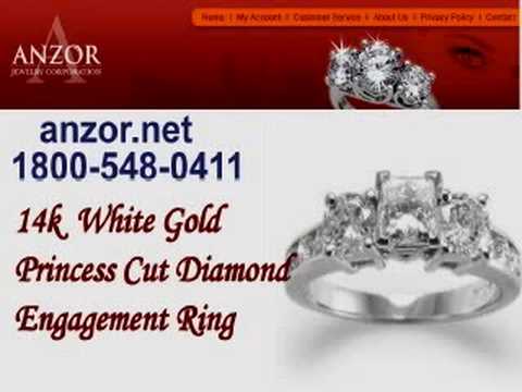 14k White Gold Princess Cut Diamond Engagement Ring