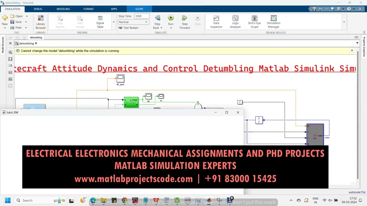 Spacecraft Attitude Dynamics and Control Detumbling Matlab Simulink Simulation