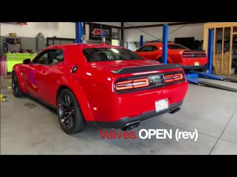 Challenger Hellcat with Valvetronic Designs Universal Mufflers + Resonator Delete