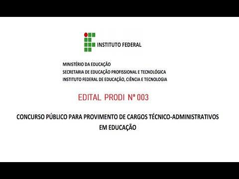 IFG abre Concurso Público. Veja o Edital na Descrição.