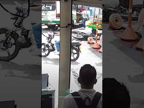 Moment motorcyclist flies through bus door, avoiding deadly crash | AJ #shorts