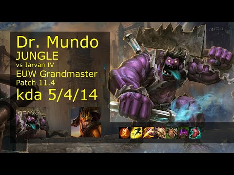 Dr. Mundo Jungle vs Jarvan IV - EUW Grandmaster 5/4/14 Patch 11.4 Gameplay