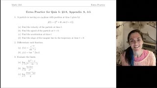 Calculus I: Quiz 5 Extra Practice