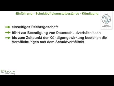 WPR2 (Schuldrecht AT) - 11/369 - Einführung - Schuldbefreiungstatbestände - Kündigung