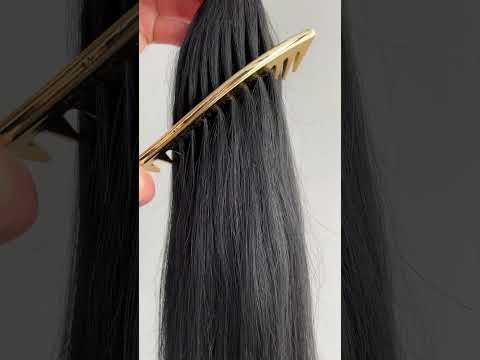 Волосся для гарячого нарощування на капсулах, 50 см, пряме, 200 пасм, чорне (01) video