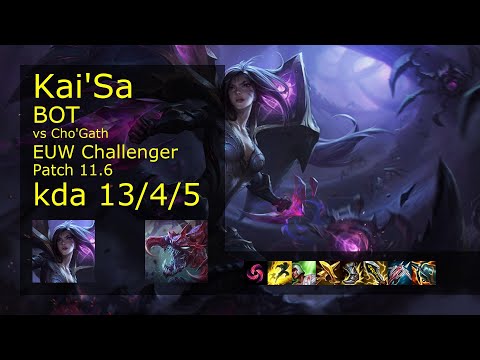 Kai'Sa ADC vs Cho'Gath - EUW Challenger 13/4/5 Patch 11.6 Gameplay
