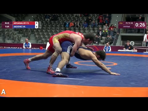 1/8 FS - 70 kg: R. ARSANALIEV (RUS) df. M. AKDENIZ (TUR) by FALL, 11-4