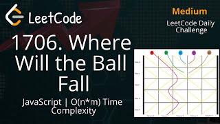 YouTube video '1706. Where Will the Ball Fall | JavaScript | LeetCode Daily Challenge | Matrix | Medium difficulty'