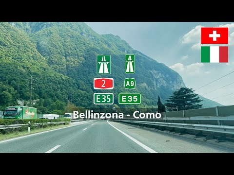 Driving in Switzerland and Italy: Autostrada A2 & A9 E35 from Bellinzona to Como
