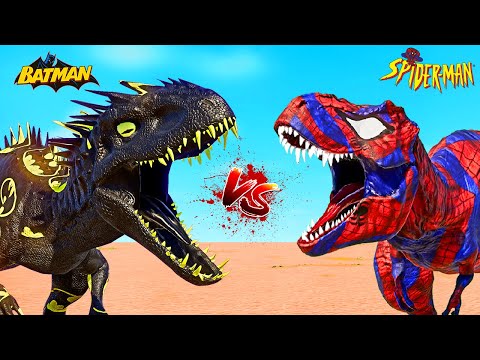 Spider-Man Tyrannosaurus Rex vs Batman I-Rex vs Venom Giganatosaurus 🌍 Jurassic World Evolution